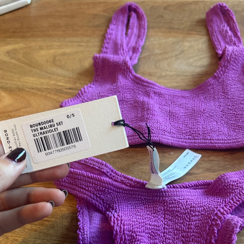 bond-eye Purple Textured Scoop Bikini Top & High-Cut Bottom - Picture 3 of 3